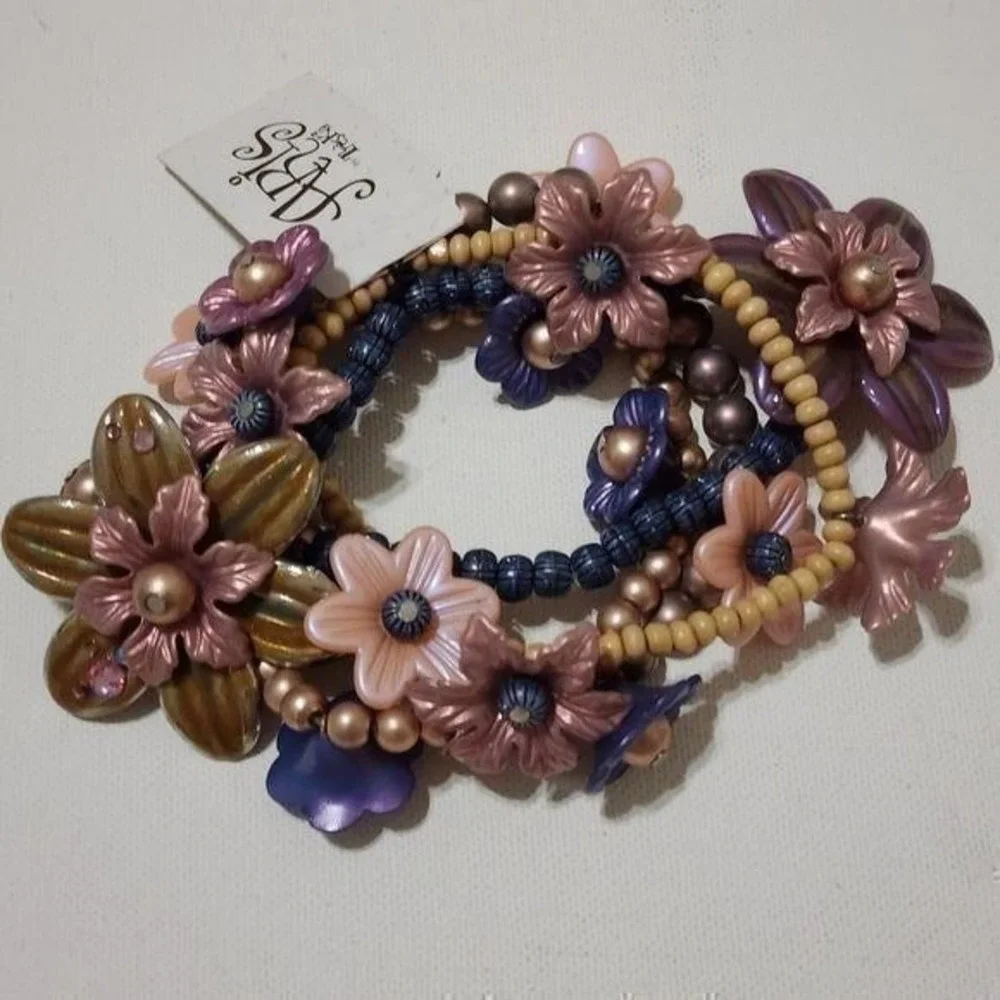 Treska flower beaded bracelet‎ bundle lot new!!!